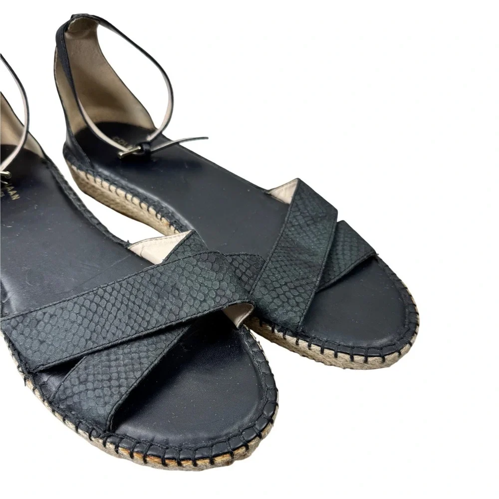 Cole‎ Haan Pinch Maine Cloudfeel Espadrille Flat Sandals Women 10.5 Black Casual